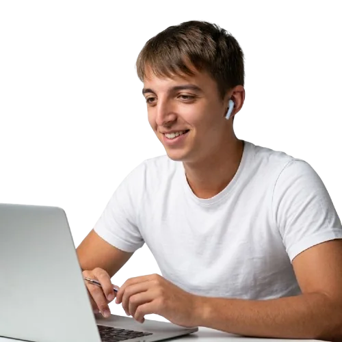 Honza u notebooku při online lekci